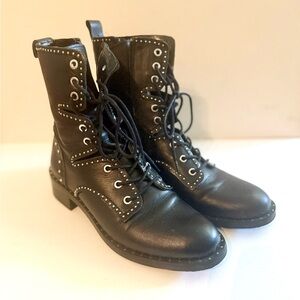 Zara Black Studded Combat Boots